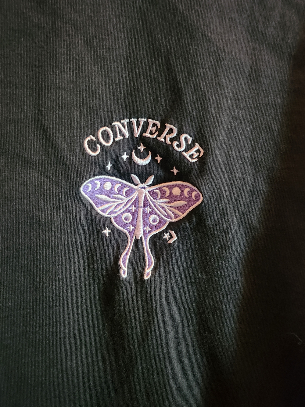 Converse Black T-Shirt with Purple  Butterfly Chest Logo - Picture 2 of 6